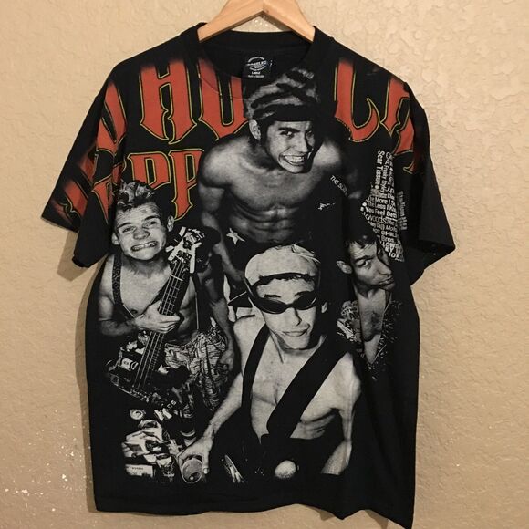Red Hot Chili Peppers Band Tee Members All Over Print T-Shirt Large - Picture 1 of 6